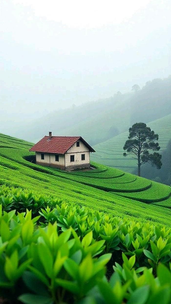 Ảnh nền đồi chè xanh mộc mạc