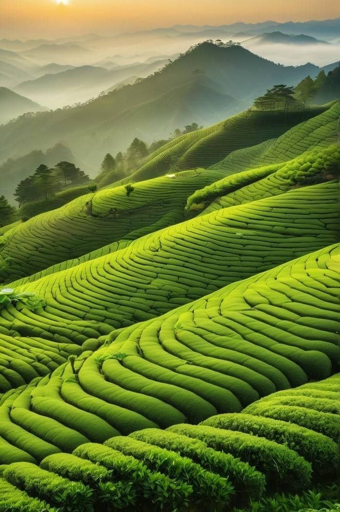 Ảnh nền đồi chè xanh thanh bình