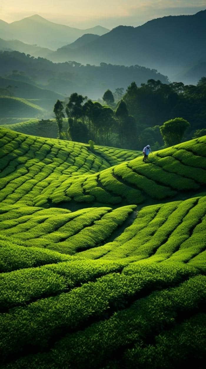 Ảnh nền đồi chè xanh tinh tế