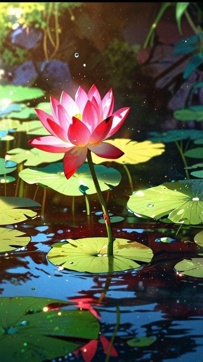 Ảnh nền hoa sen đẹp bố cục rõ ràng