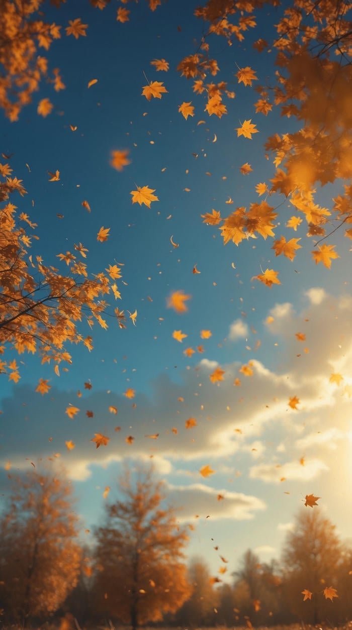 Ảnh nền lá mùa thu rơi cảm xúc