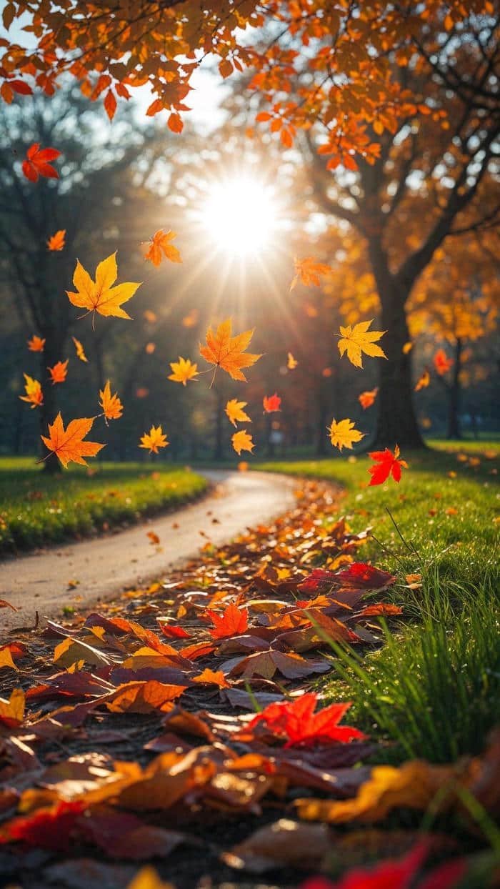 Ảnh nền lá mùa thu rơi chậm