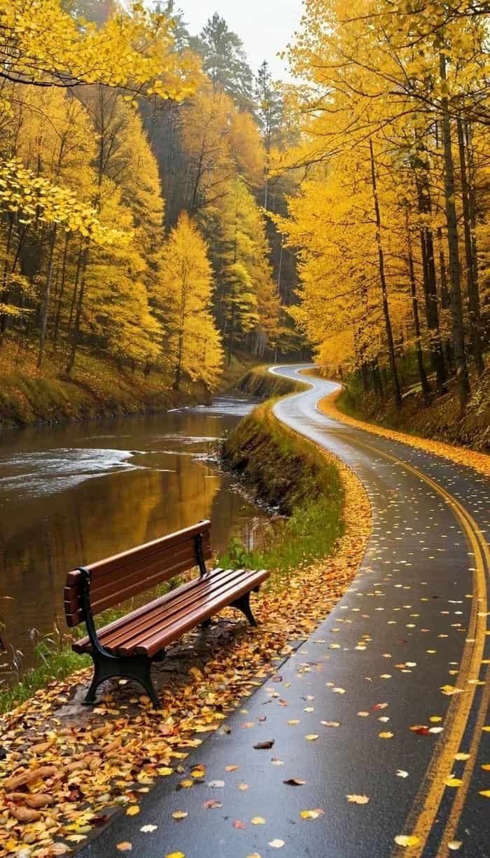 Ảnh nền lá mùa thu rơi nhẹ gió