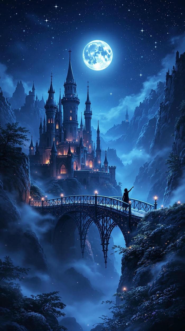 Ảnh nền lâu đài cổ tích sắc màu tối