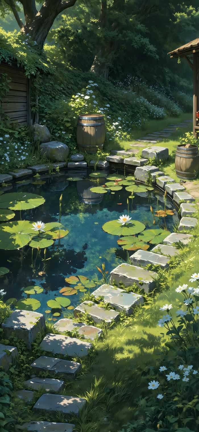 Ảnh nền mặt hồ yên bình anime