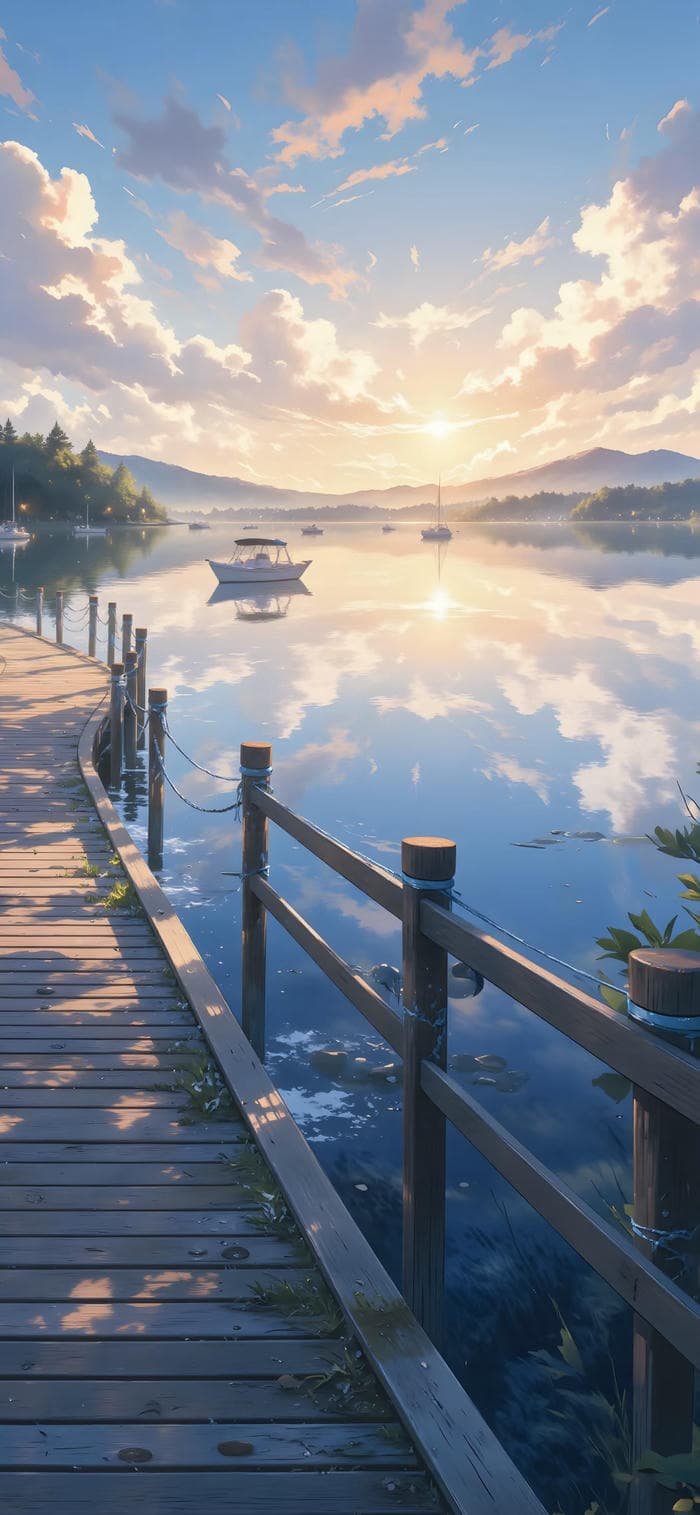 Ảnh nền mặt hồ yên bình buổi sớm