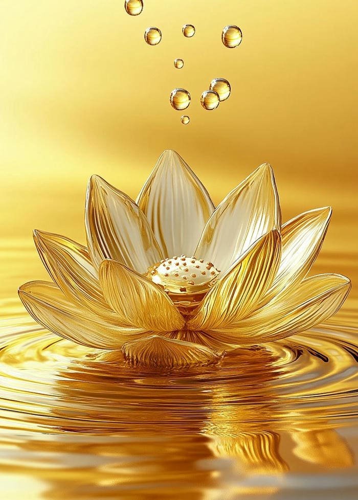 Ảnh phong thủy hoa sen vàng phúc khí