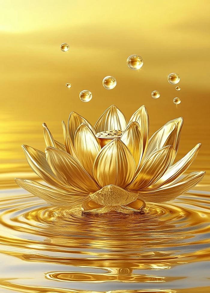 Ảnh phong thủy hoa sen vàng thanh cao