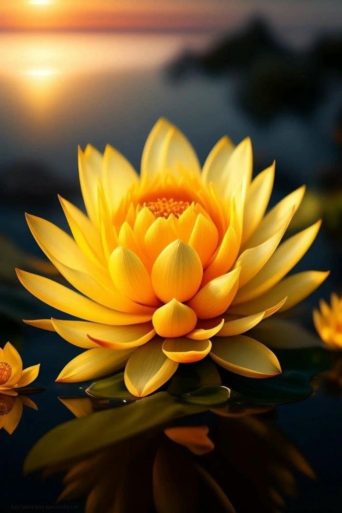 Ảnh phong thủy hoa sen vàng ý nghĩa