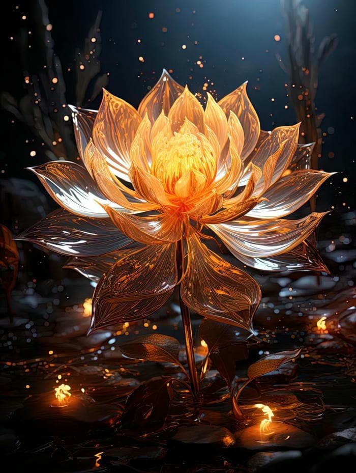 Ảnh phong thủy hoa sen vàng yên bình