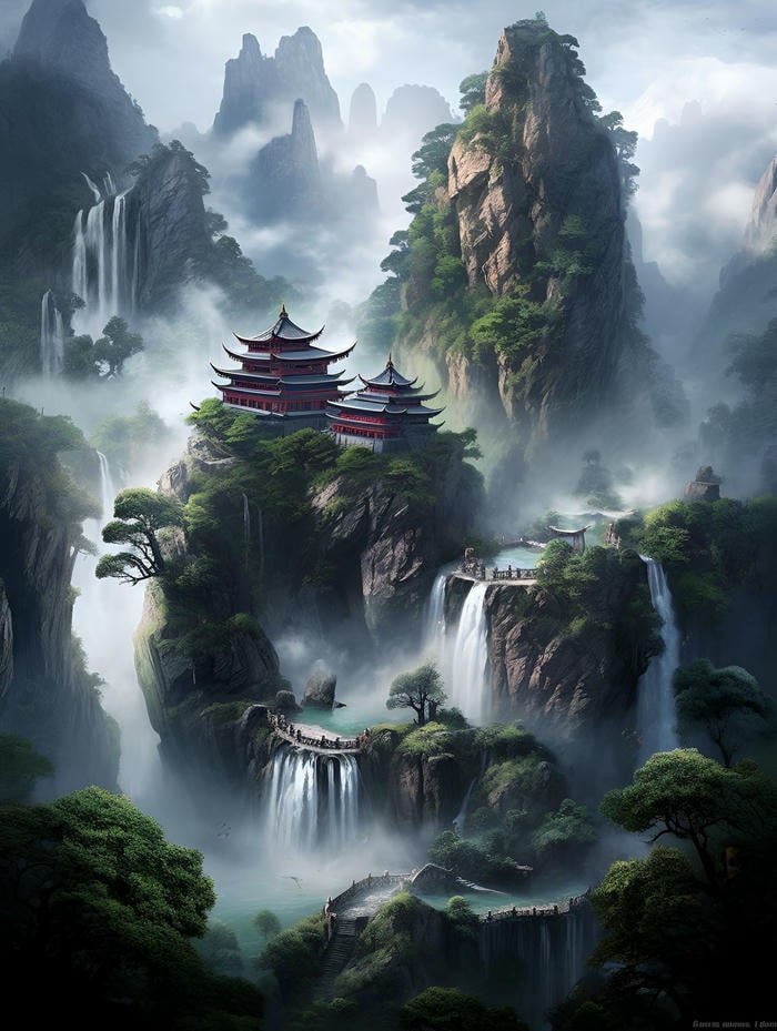 Ảnh phong thủy núi non trầm ổn