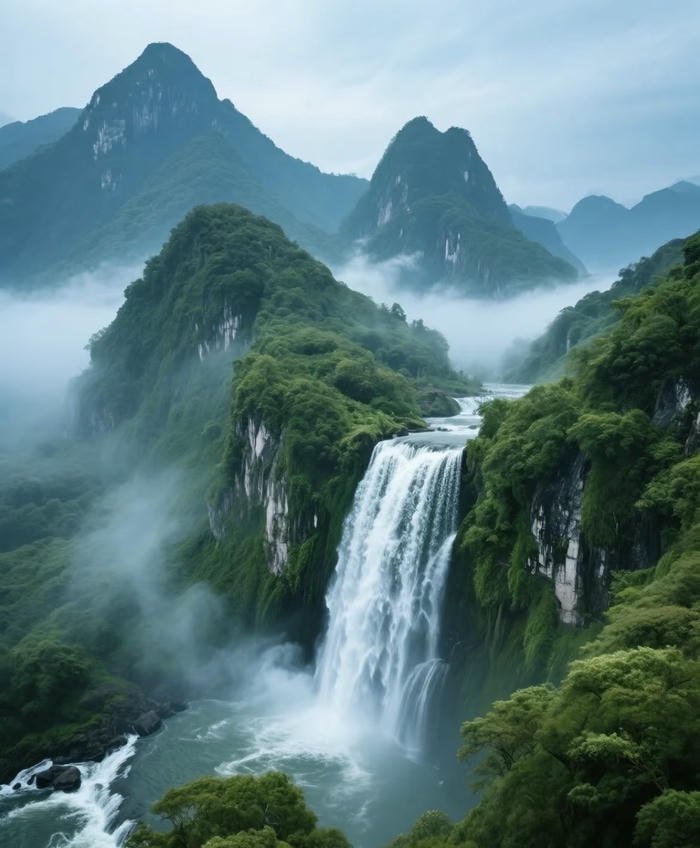 Ảnh phong thuỷ thác nước an nhiên