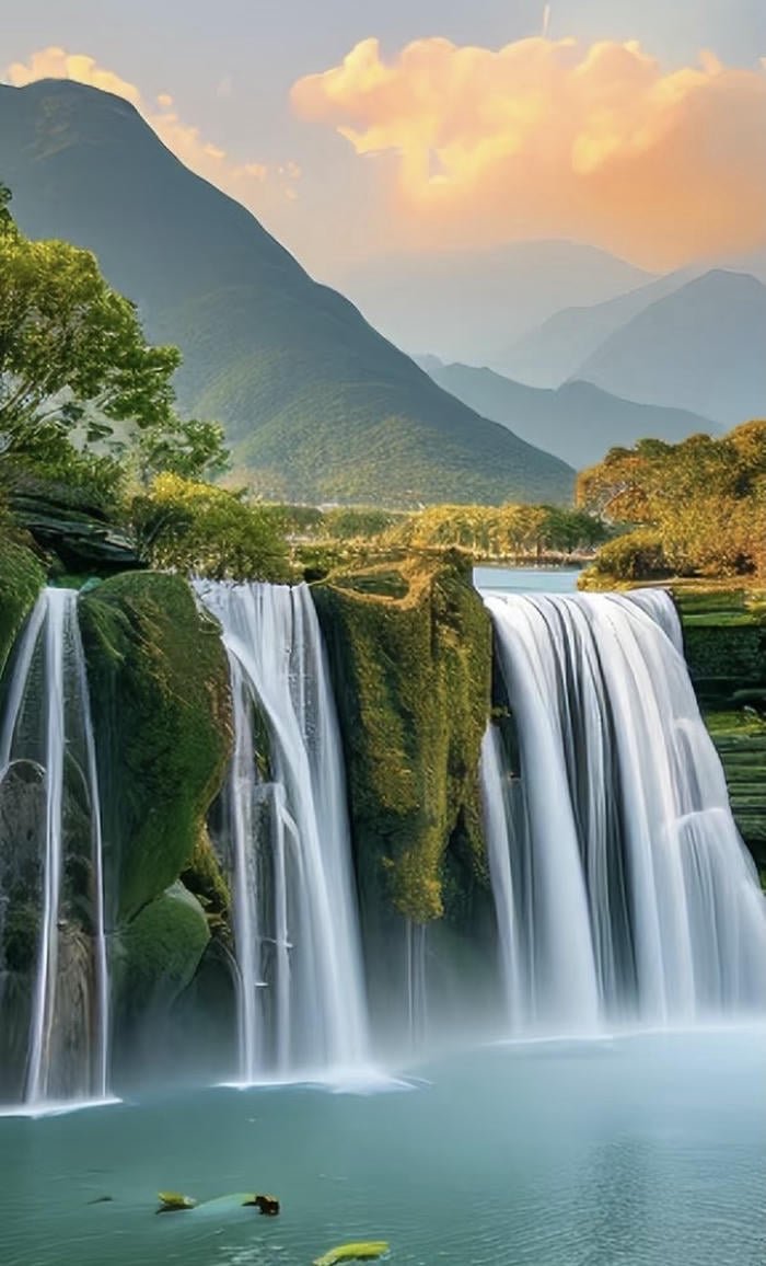 Ảnh phong thuỷ thác nước tươi mới