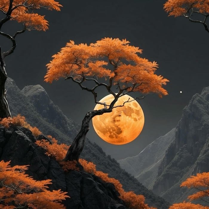 Ảnh phong thủy trăng tròn nhẹ nhàng