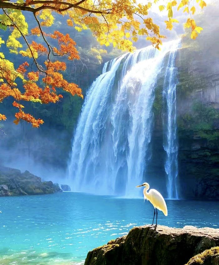 Ảnh thác nước phong thuỷ cuốn hút