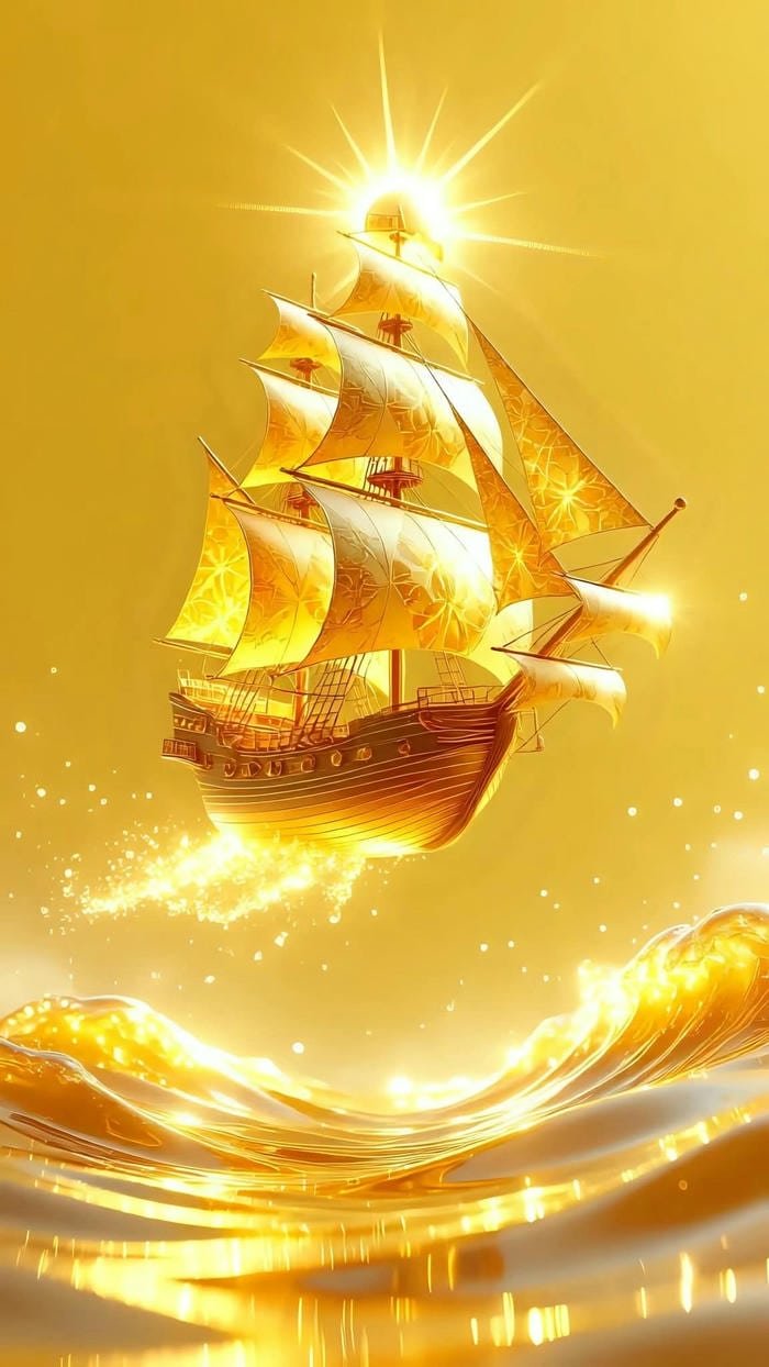 Ảnh thuyền buồm phong thuỷ rước lộc sống động