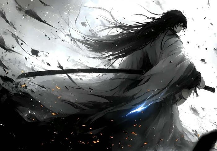 Hình ảnh anime chiến binh bóng tối cầm kiếm đẹp