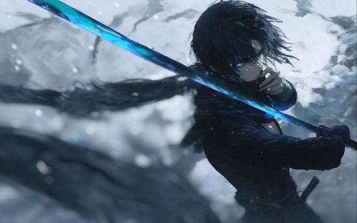 Hình ảnh anime chiến binh bóng tối ngầu cầm kiếm
