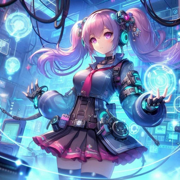 Hình ảnh anime cyberpunk ánh sáng tương phản