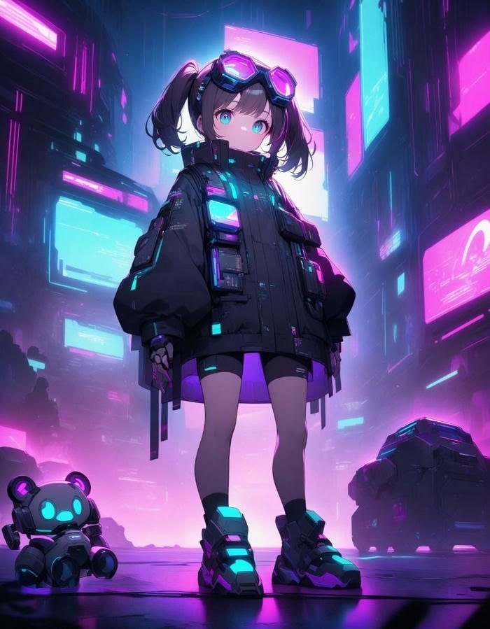 Hình ảnh anime cyberpunk đô thị tương lai