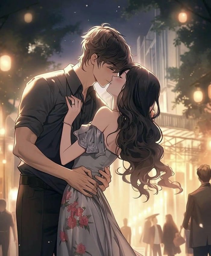 Hình ảnh anime đôi lãng mạn chan hòa ánh sáng