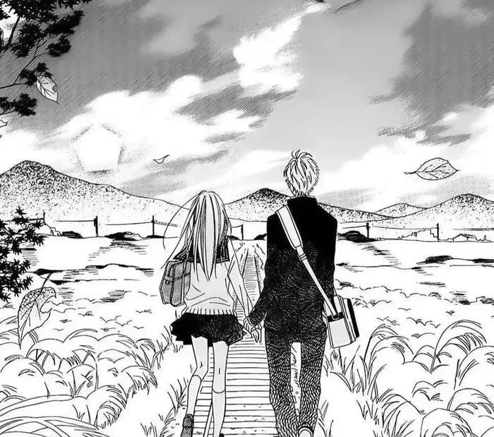 Hình ảnh anime đôi lãng mạn ngắm thành phố