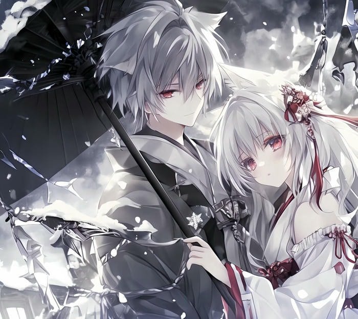 Hình ảnh anime đôi lãng mạn trao lời yêu