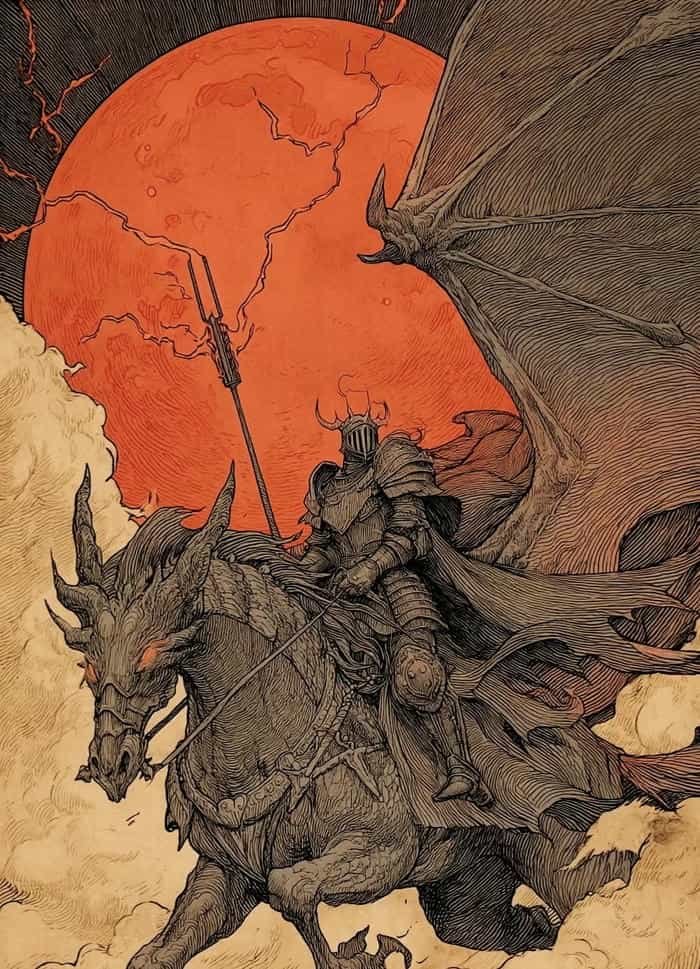 Hình ảnh anime kỵ sĩ rồng cưỡi rồng