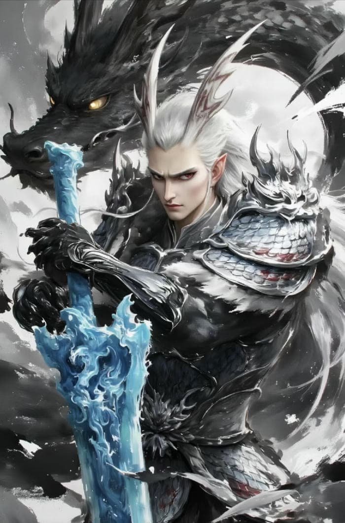 Hình ảnh anime kỵ sĩ rồng đen