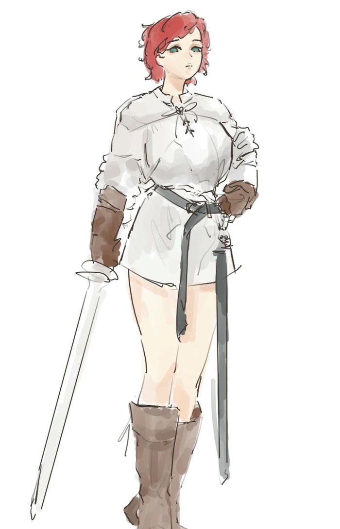 Hình ảnh anime nữ kiếm sĩ lạnh lùng ánh đèn mờ