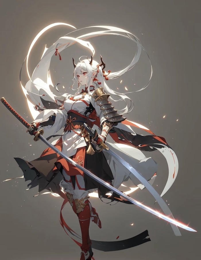 Hình ảnh anime nữ kiếm sĩ lạnh lùng giữa sương mù