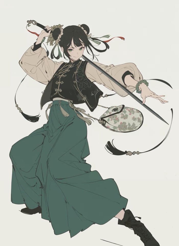 Hình ảnh anime nữ kiếm sĩ lạnh lùng kiêu hãnh đứng