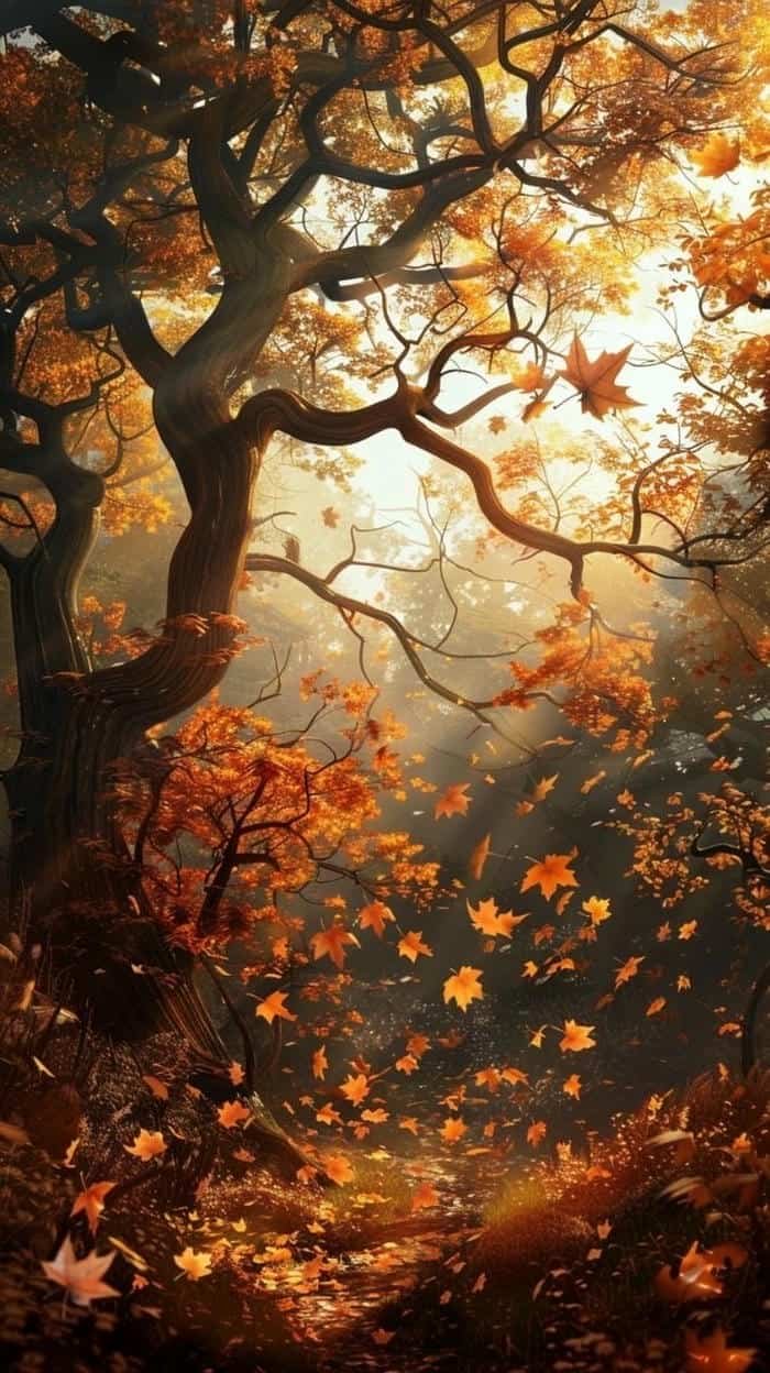 Hình ảnh nền lá mùa thu rơi thơ mộng