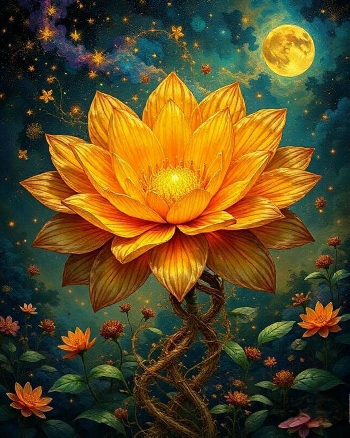 Hình ảnh phong thủy hoa sen vàng cát khí