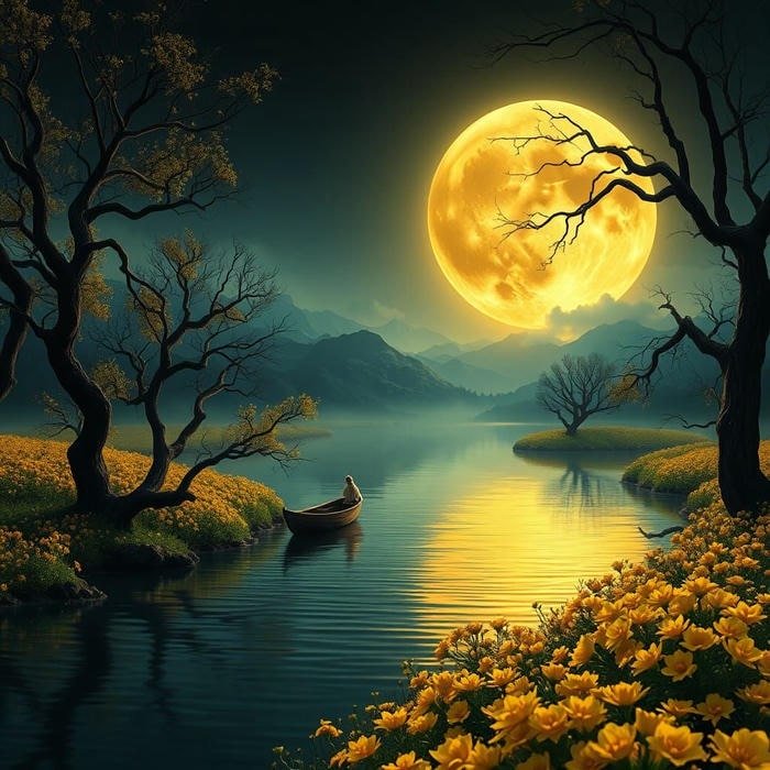 Hình ảnh phong thủy trăng tròn viên khí