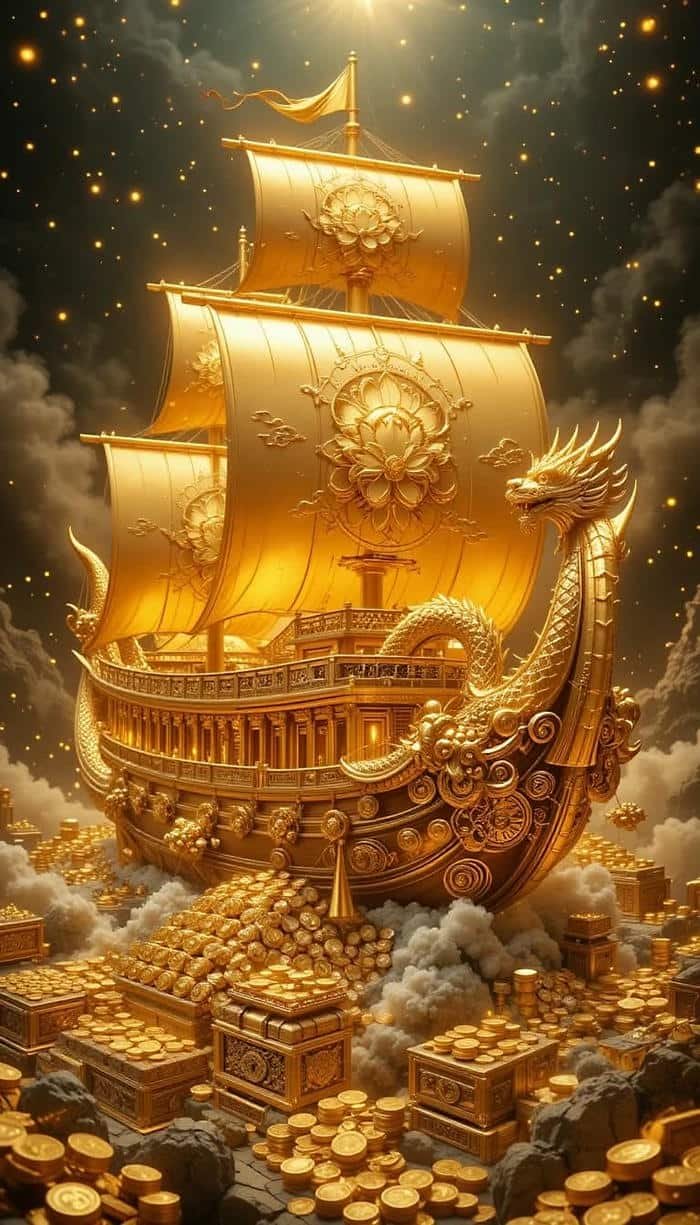 Hình ảnh thuyền buồm phong thuỷ rước lộc thuần khiết