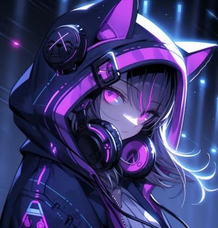 Hình anime cyberpunk thành phố huyền ảo