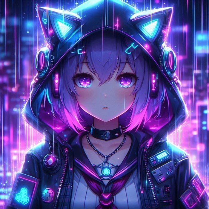 Hình anime cyberpunk thành phố tương lai
