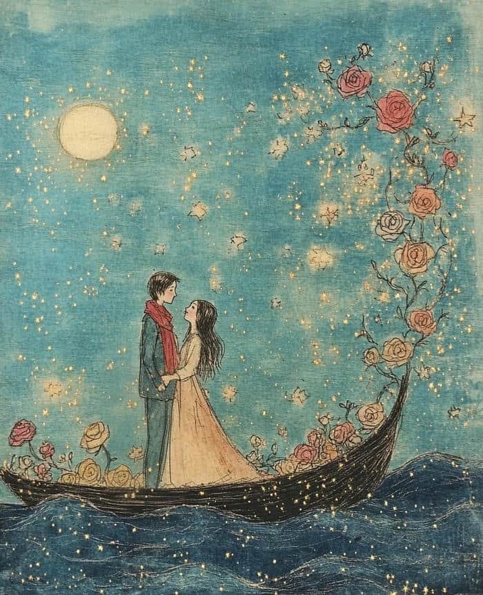 Hình anime đôi lãng mạn ánh nến