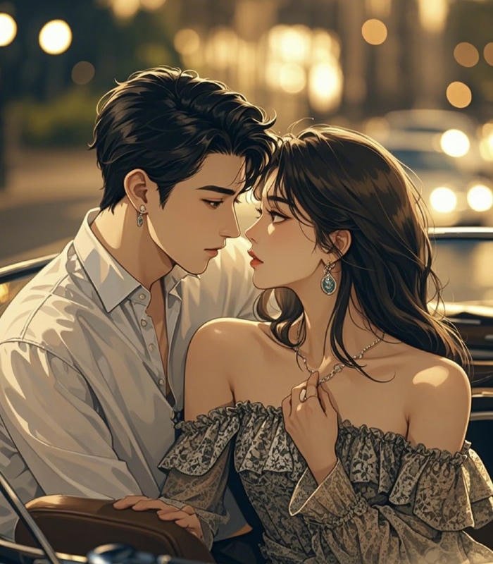 Hình anime đôi lãng mạn đêm lộng lẫy