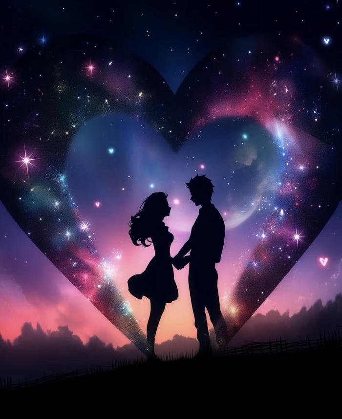 Hình anime đôi lãng mạn phố đêm