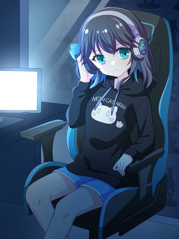 Hình anime gamer cool ánh neon