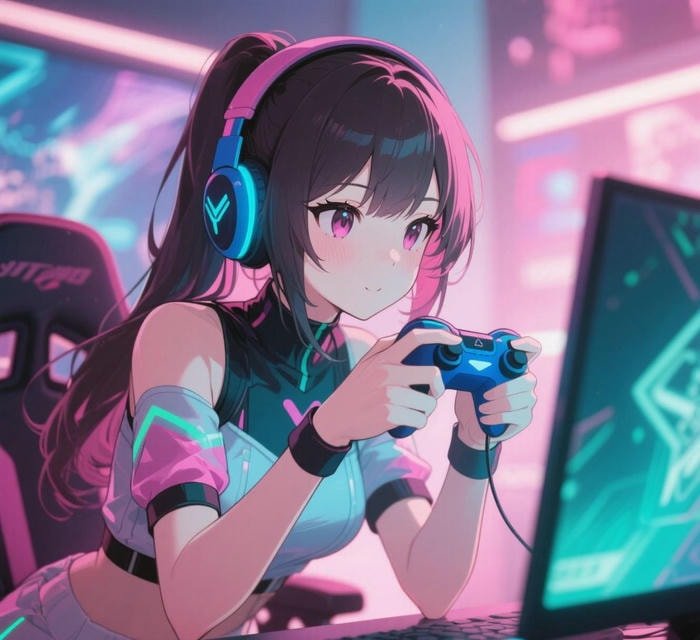 Hình anime gamer cool hành động