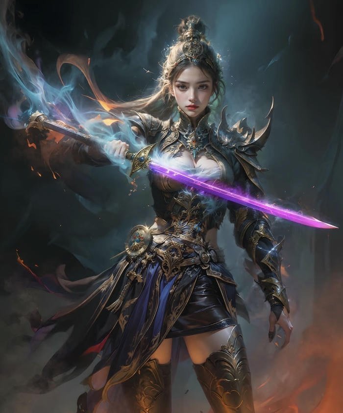 Hình anime nữ kiếm sĩ lạnh lùng bí ẩn