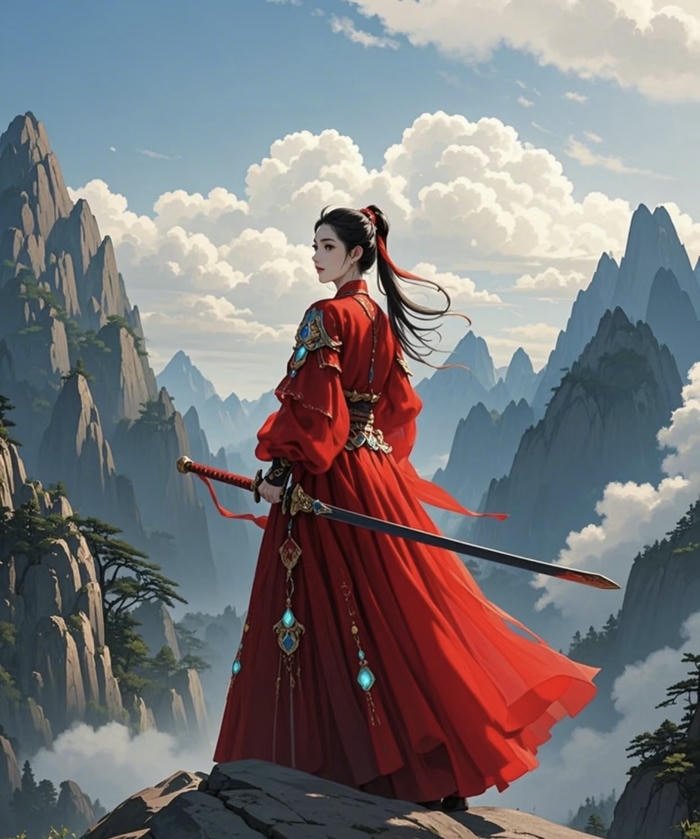 Hình anime nữ kiếm sĩ lạnh lùng phong cách