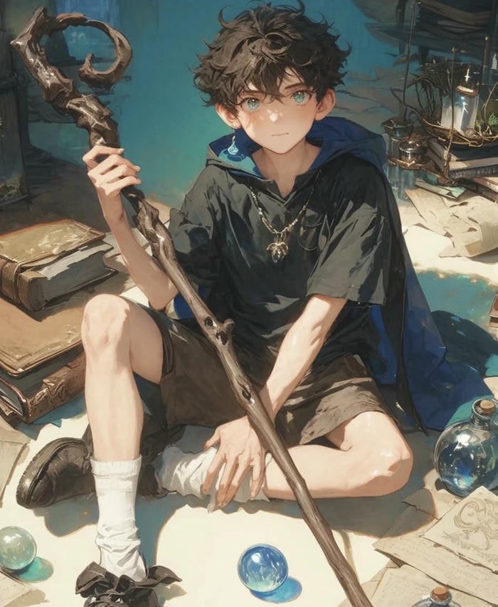 Hình cậu bé phép thuật năng động dễ thương