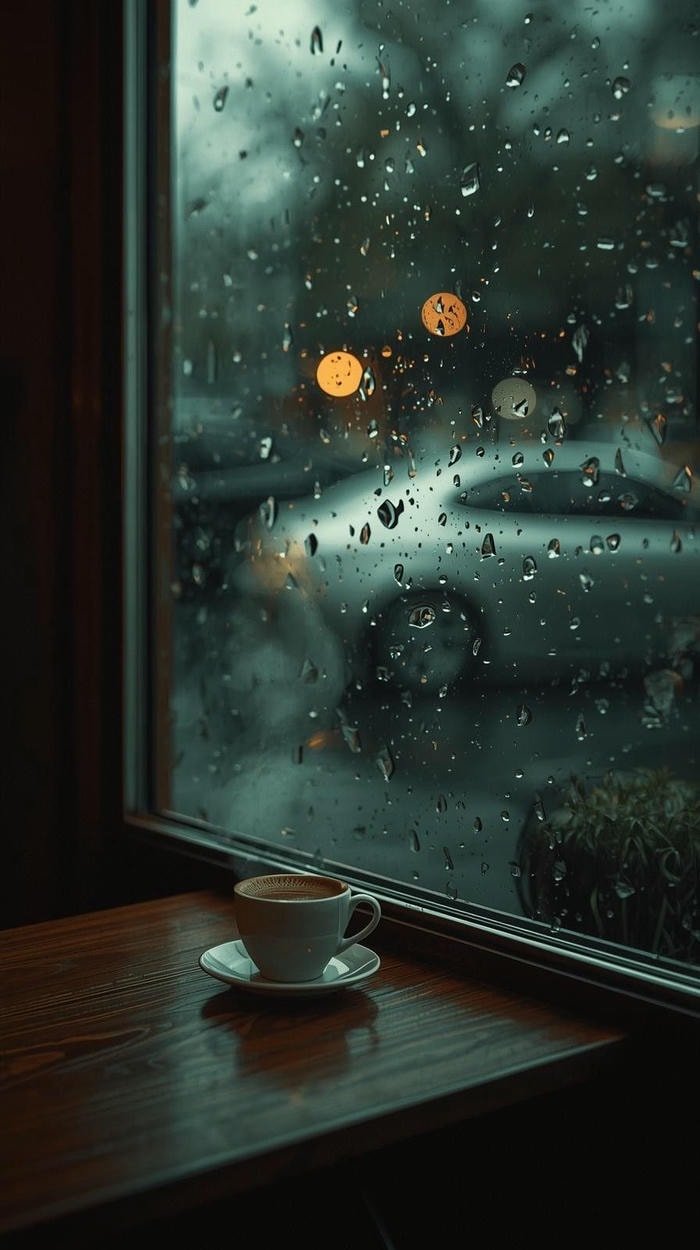 Hình mưa lãng mạn ngoài trời