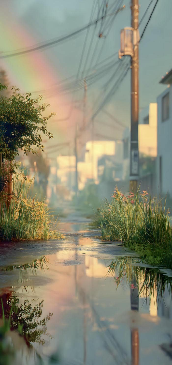 Hình nền cầu vồng rực rỡ dễ thương