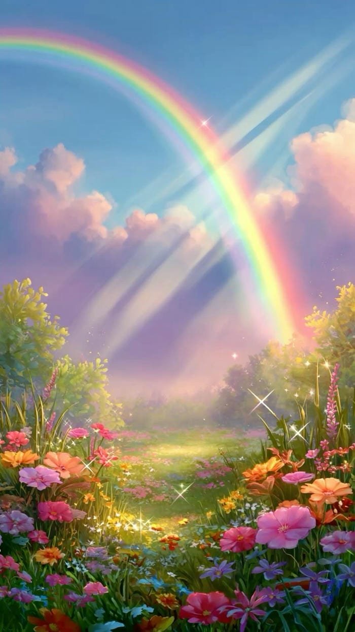 Hình nền cầu vồng rực rỡ làm hình nền