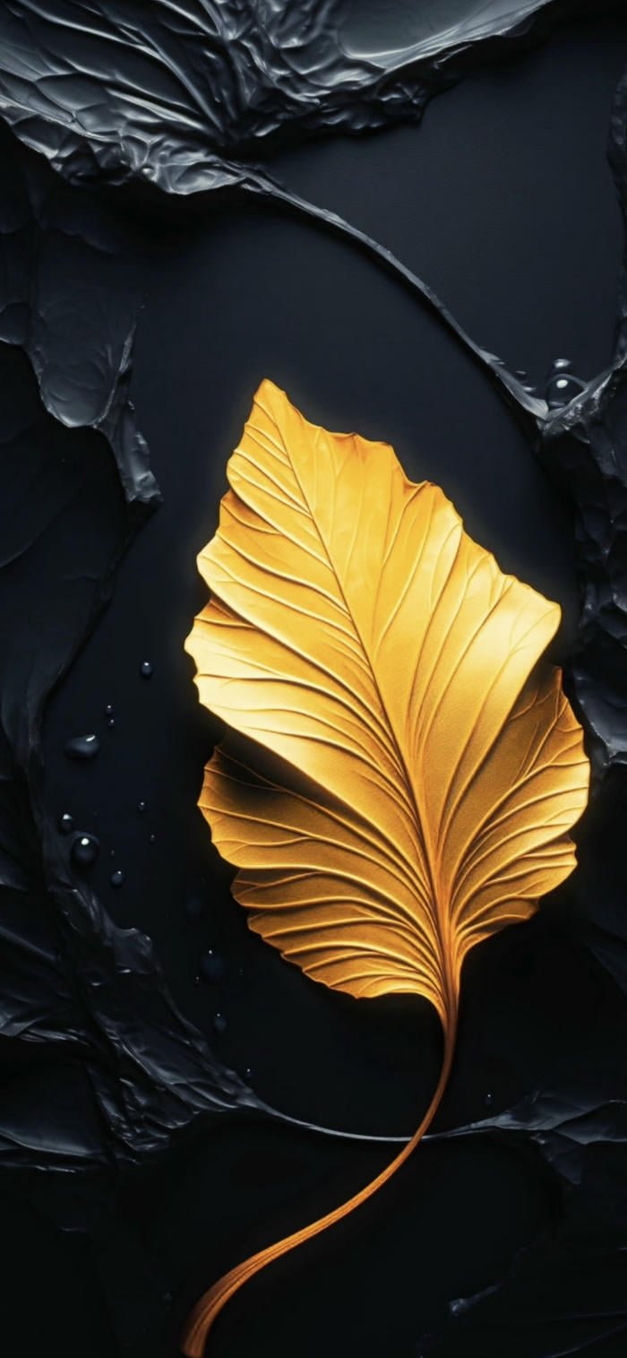 Hình nền đen chiếc lá vàng đẹp